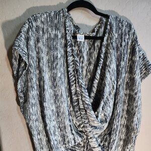 Anna & Ava Women's Black Faux Wrap Cotton Sweater One Size